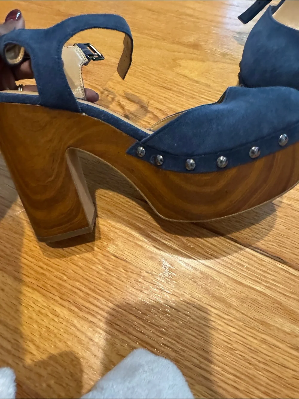 Jessica Simpson Deep Navy Suede Platform Sandal with Stud Trim